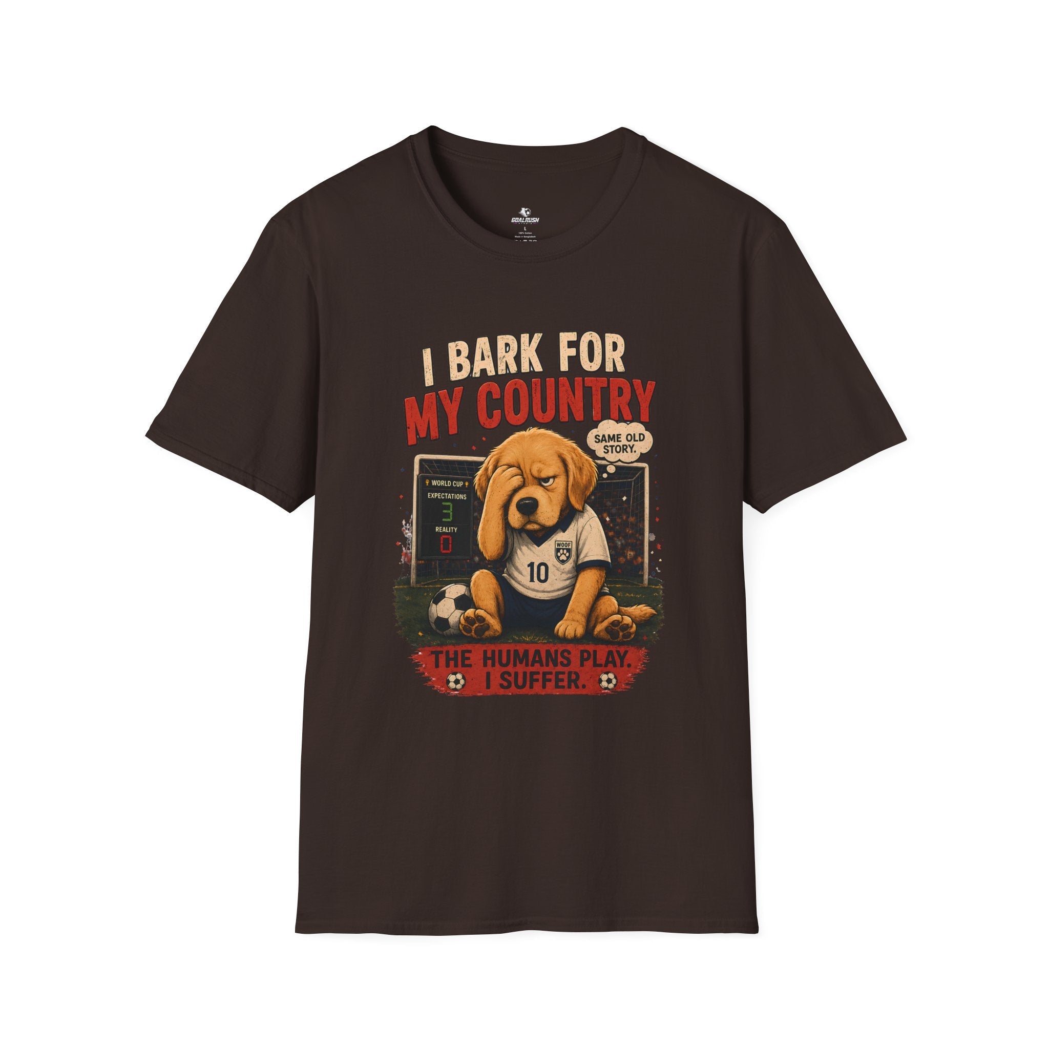 Patriotic Cute Puppy "I Bark For My Country" T-Shirt - soccer fan t-shirt | GoalRush Studio