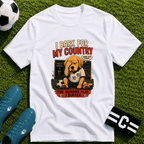 Patriotic Cute Puppy "I Bark For My Country" T-Shirt - soccer fan t-shirt | GoalRush Studio