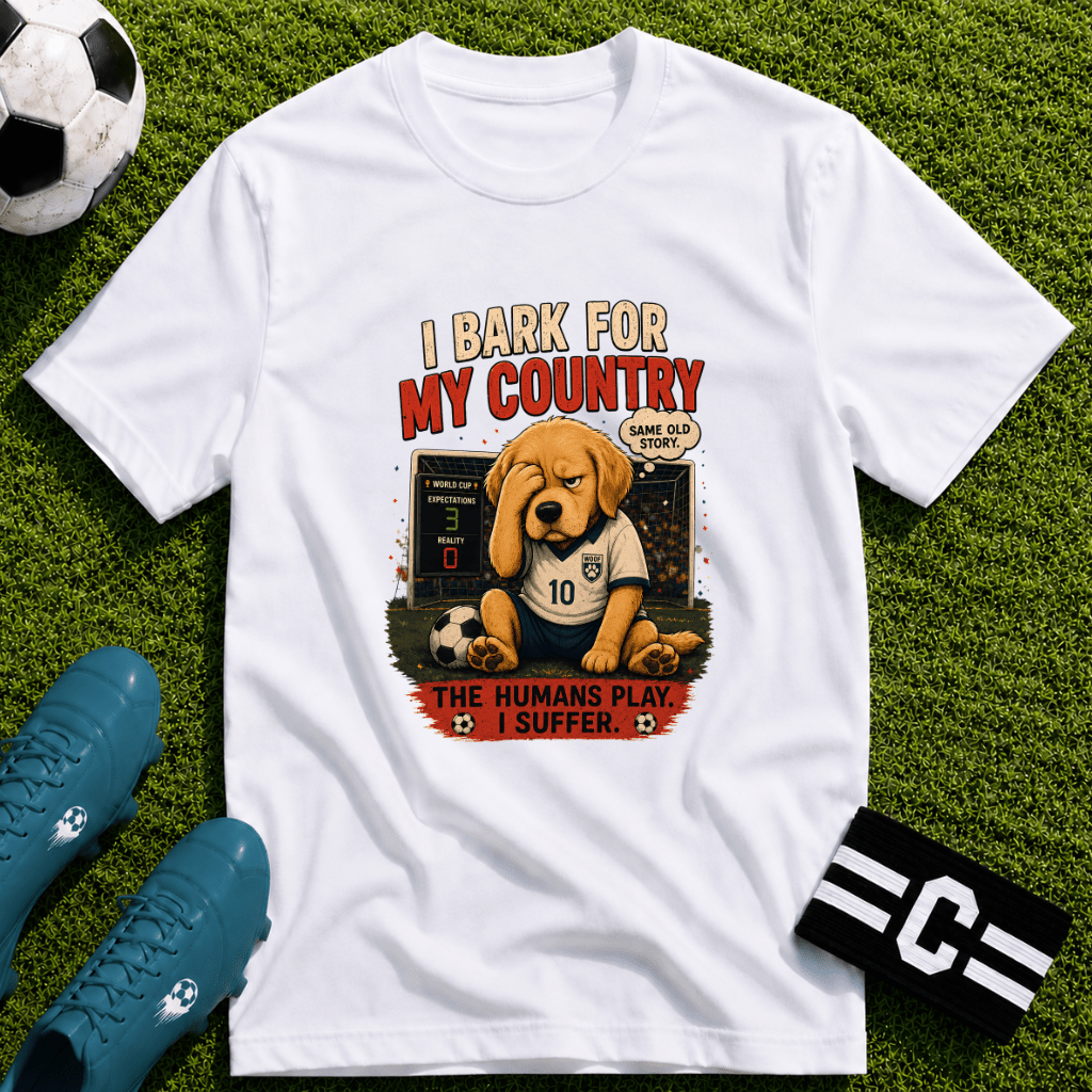 Patriotic Cute Puppy "I Bark For My Country" T-Shirt - soccer fan t-shirt | GoalRush Studio