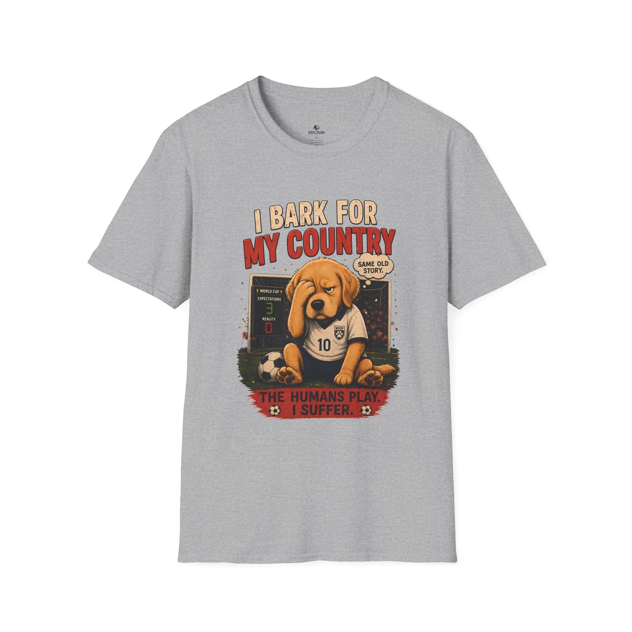 Patriotic Cute Puppy "I Bark For My Country" T-Shirt - soccer fan t-shirt | GoalRush Studio