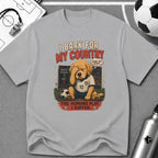 Patriotic Cute Puppy "I Bark For My Country" T-Shirt - soccer fan t-shirt | GoalRush Studio