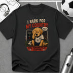 Patriotic Cute Puppy "I Bark For My Country" T-Shirt - soccer fan t-shirt | GoalRush Studio