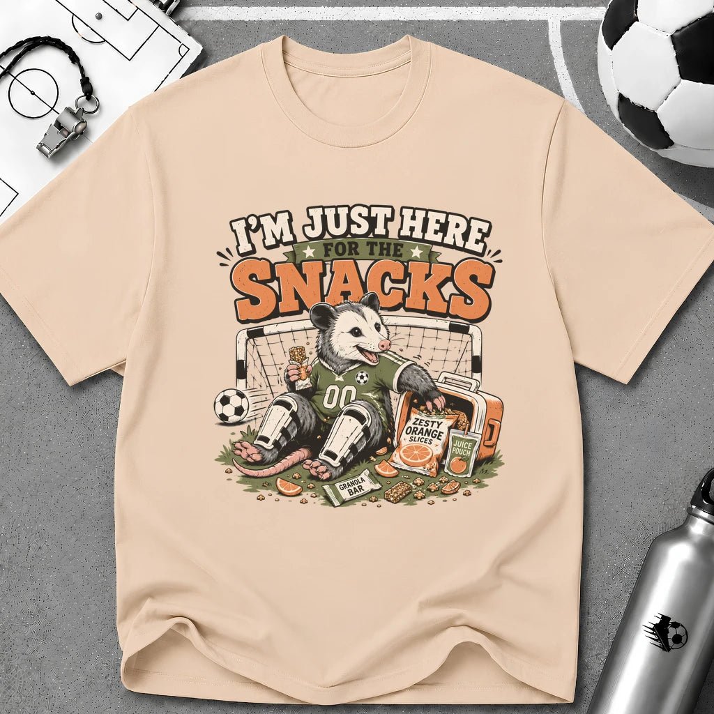 Racoon - I'm Just Here For The Snacks T-Shirt - soccer fan t-shirt | GoalRush Studio