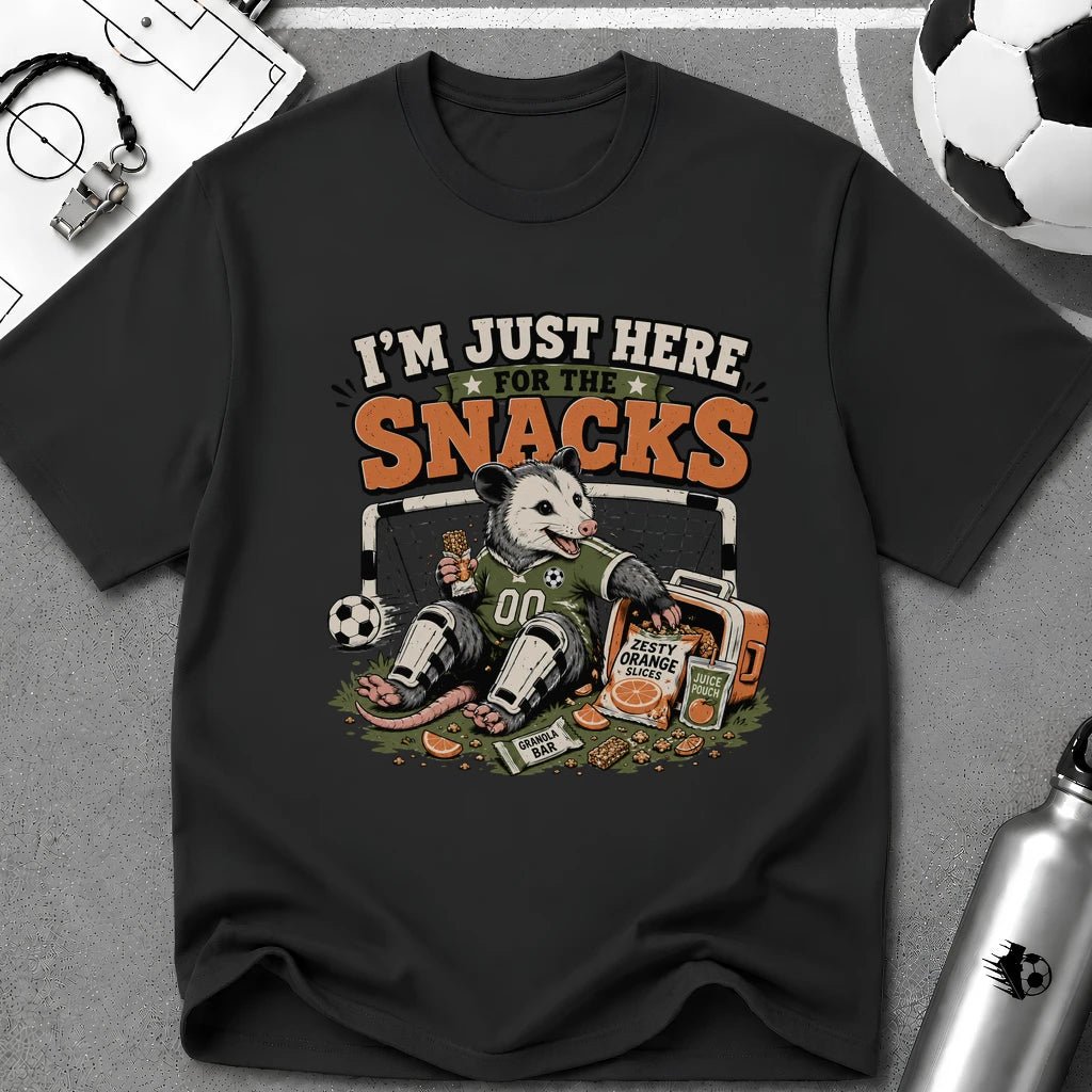 Racoon - I'm Just Here For The Snacks T-Shirt - soccer fan t-shirt | GoalRush Studio
