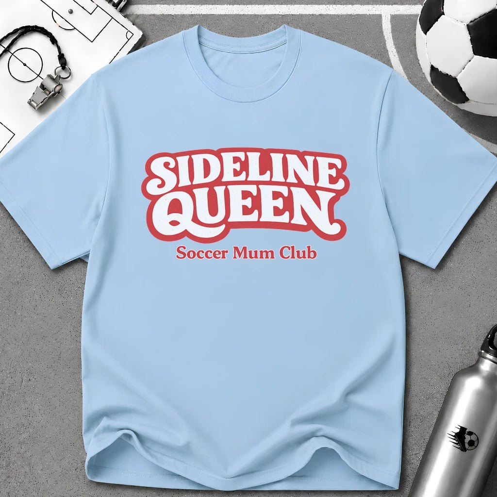 Sideline Queen Soccer Mum Club T-Shirt - soccer fan t-shirt | GoalRush Studio