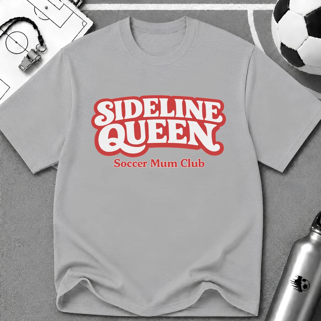 Sideline Queen Soccer Mum Club T-Shirt - soccer fan t-shirt | GoalRush Studio