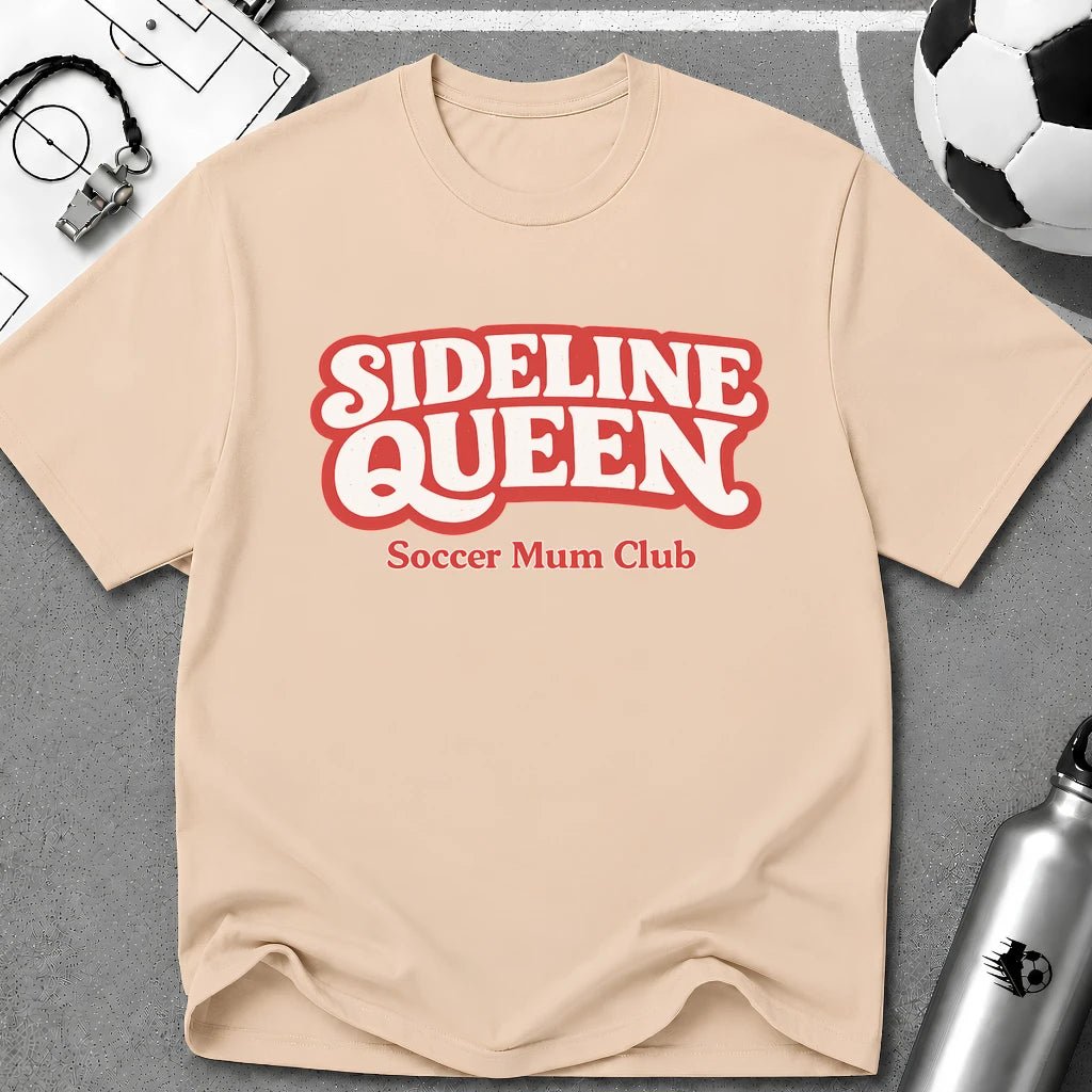 Sideline Queen Soccer Mum Club T-Shirt - soccer fan t-shirt | GoalRush Studio