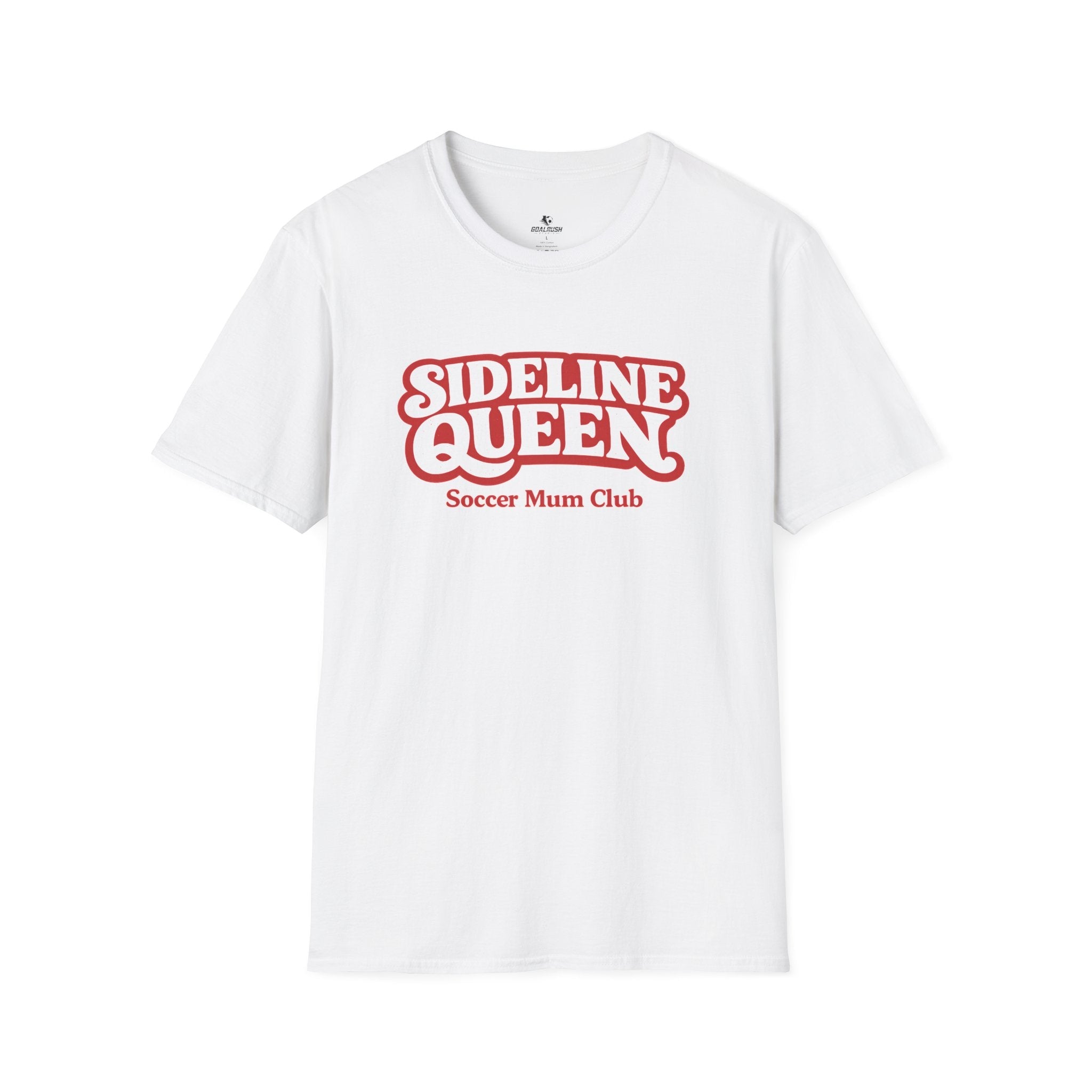Sideline Queen Soccer Mum Club T-Shirt - soccer fan t-shirt | GoalRush Studio