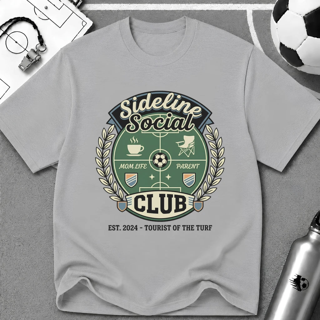 Sideline Social Club Funny Soccer T-Shirt - soccer fan t-shirt | GoalRush Studio