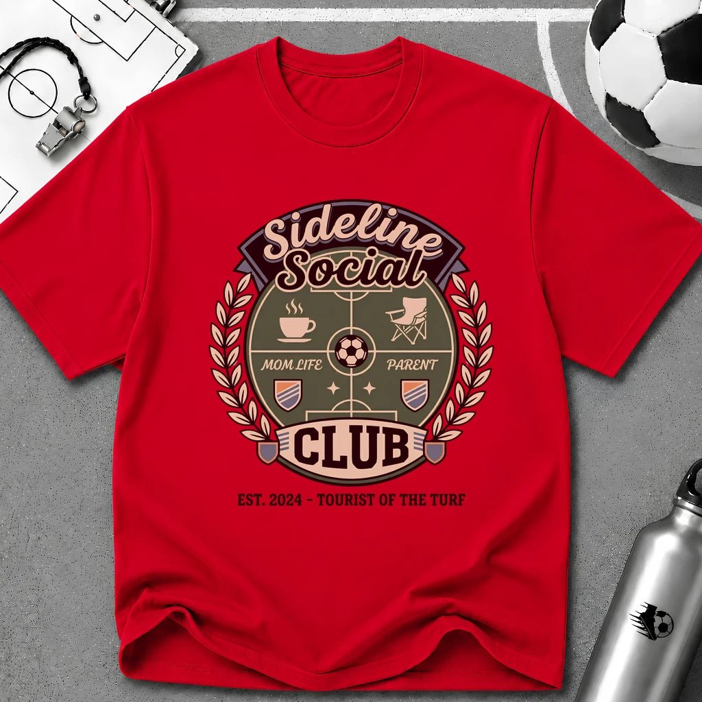 Sideline Social Club Funny Soccer T-Shirt - soccer fan t-shirt | GoalRush Studio
