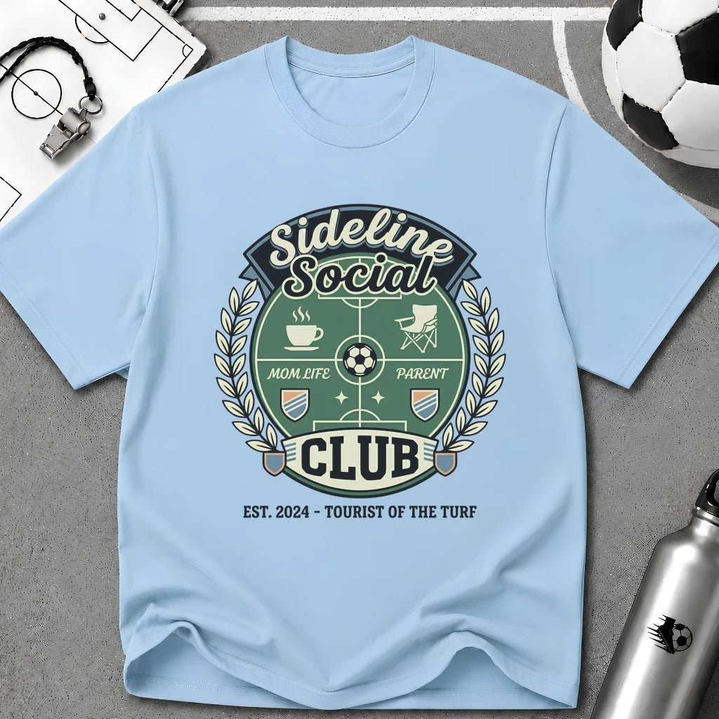 Sideline Social Club Funny Soccer T-Shirt - soccer fan t-shirt | GoalRush Studio