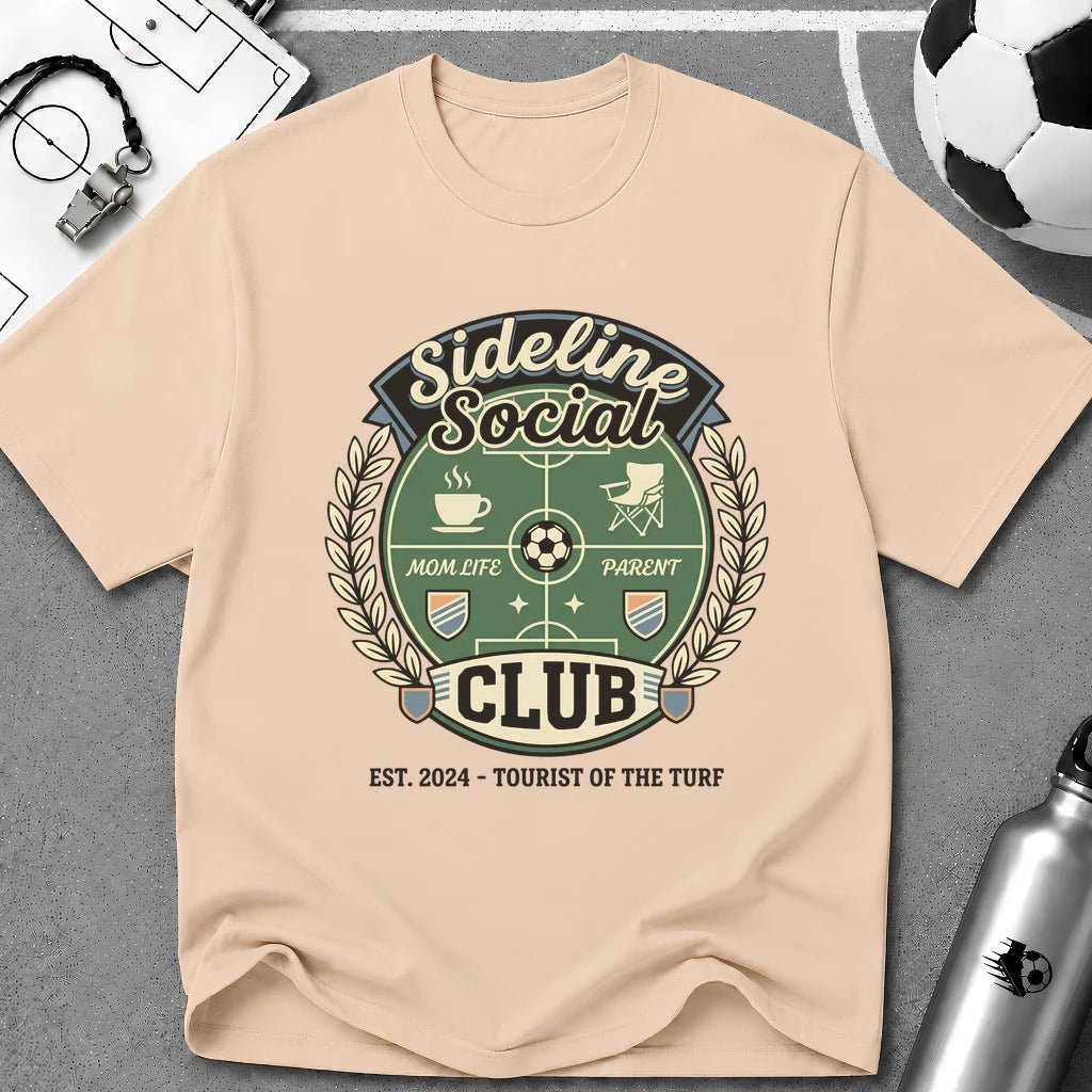 Sideline Social Club Funny Soccer T-Shirt - soccer fan t-shirt | GoalRush Studio