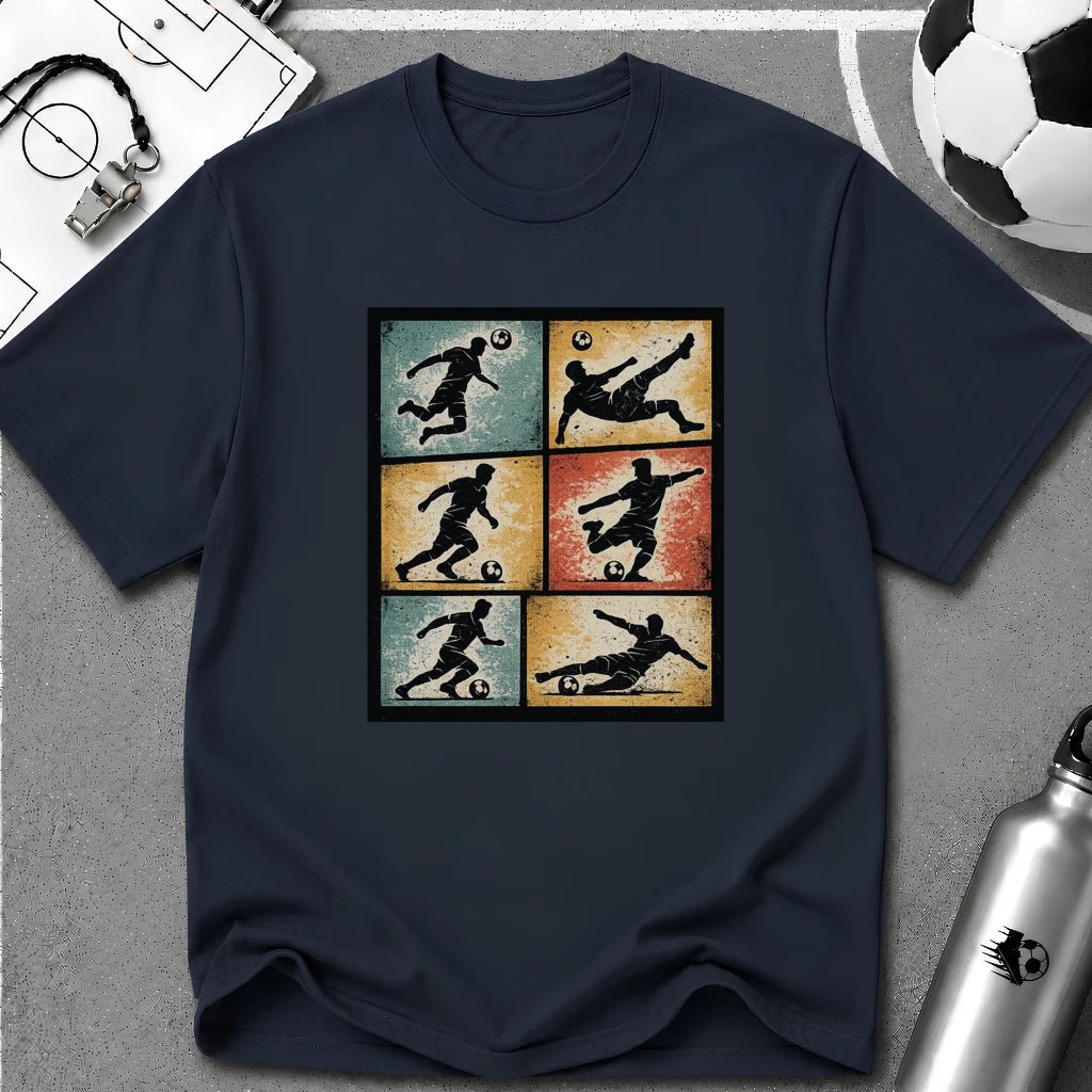 Six Moves Vintage Soccer Silhouette Graphic T-Shirt - soccer fan t-shirt | GoalRush Studio