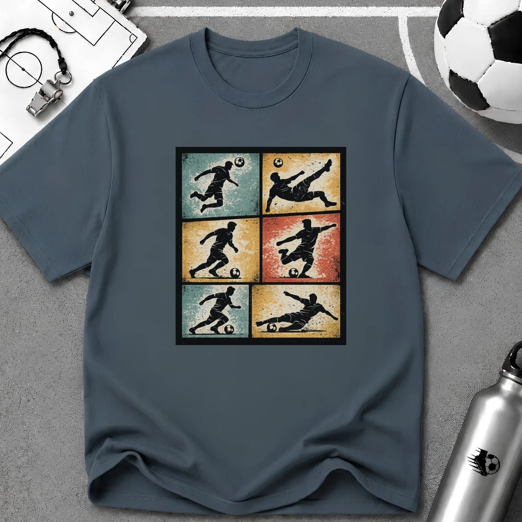 Six Moves Vintage Soccer Silhouette Graphic T-Shirt - soccer fan t-shirt | GoalRush Studio