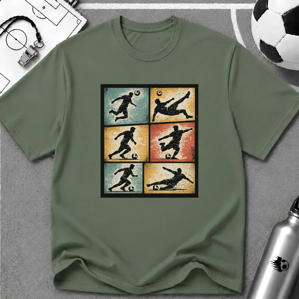 Six Moves Vintage Soccer Silhouette Graphic T-Shirt - soccer fan t-shirt | GoalRush Studio