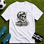 Skull Soccer T-Shirt "Hard Tackle, Soft Touch" - soccer fan t-shirt | GoalRush Studio
