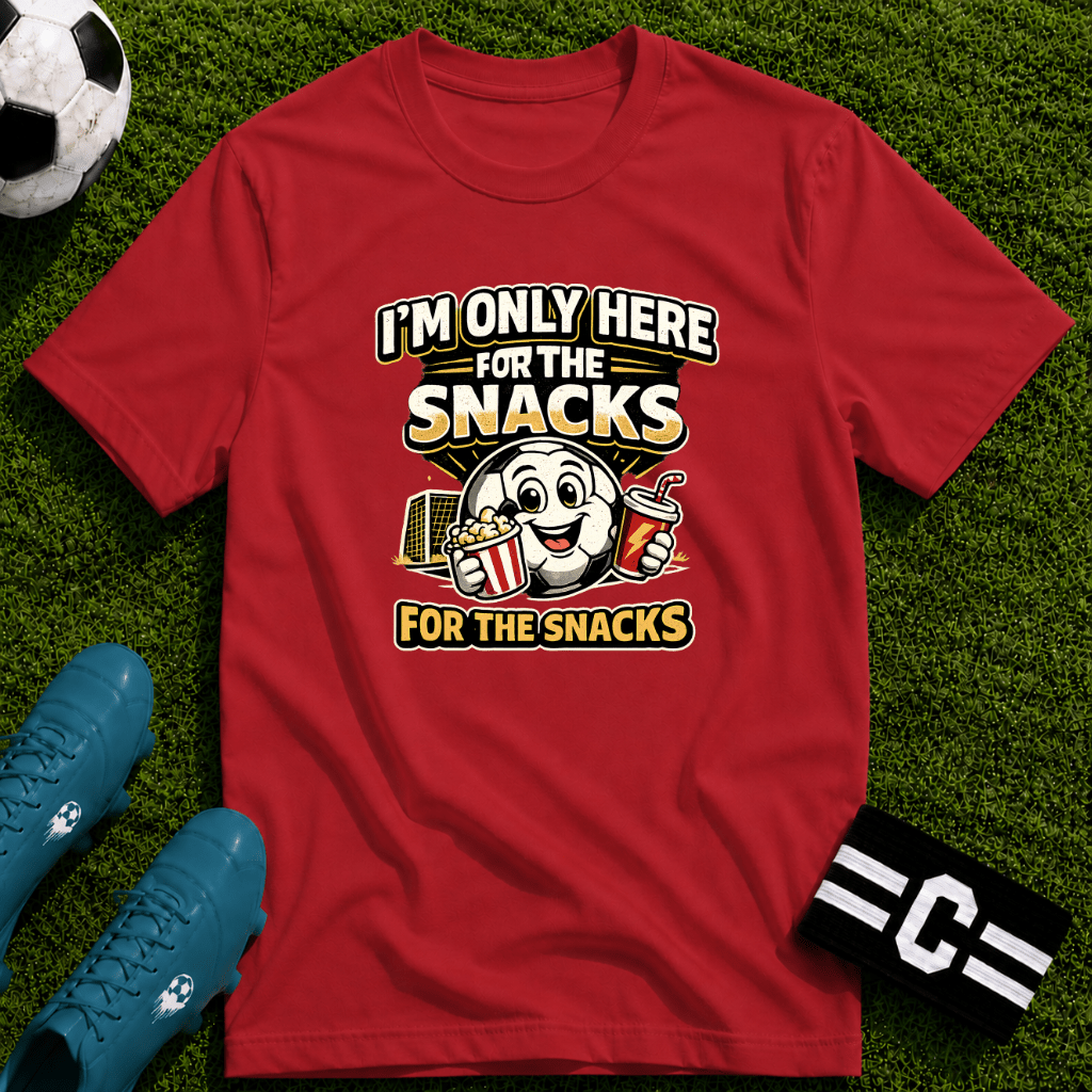 Snack Lover T-Shirt “I’m Only Here for the Snacks” - soccer fan t-shirt | GoalRush Studio