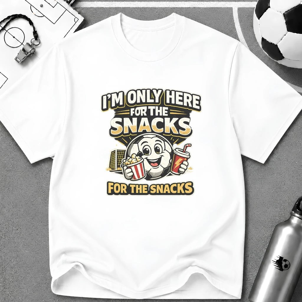 Snack Lover T-Shirt “I’m Only Here for the Snacks” - soccer fan t-shirt | GoalRush Studio