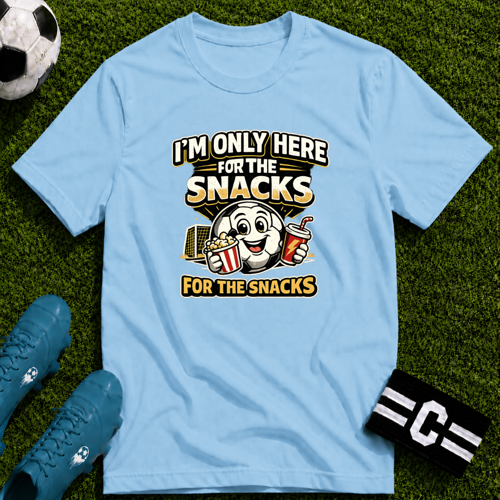 Snack Lover T-Shirt “I’m Only Here for the Snacks” - soccer fan t-shirt | GoalRush Studio