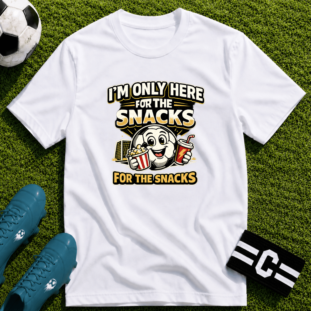 Snack Lover T-Shirt “I’m Only Here for the Snacks” - soccer fan t-shirt | GoalRush Studio