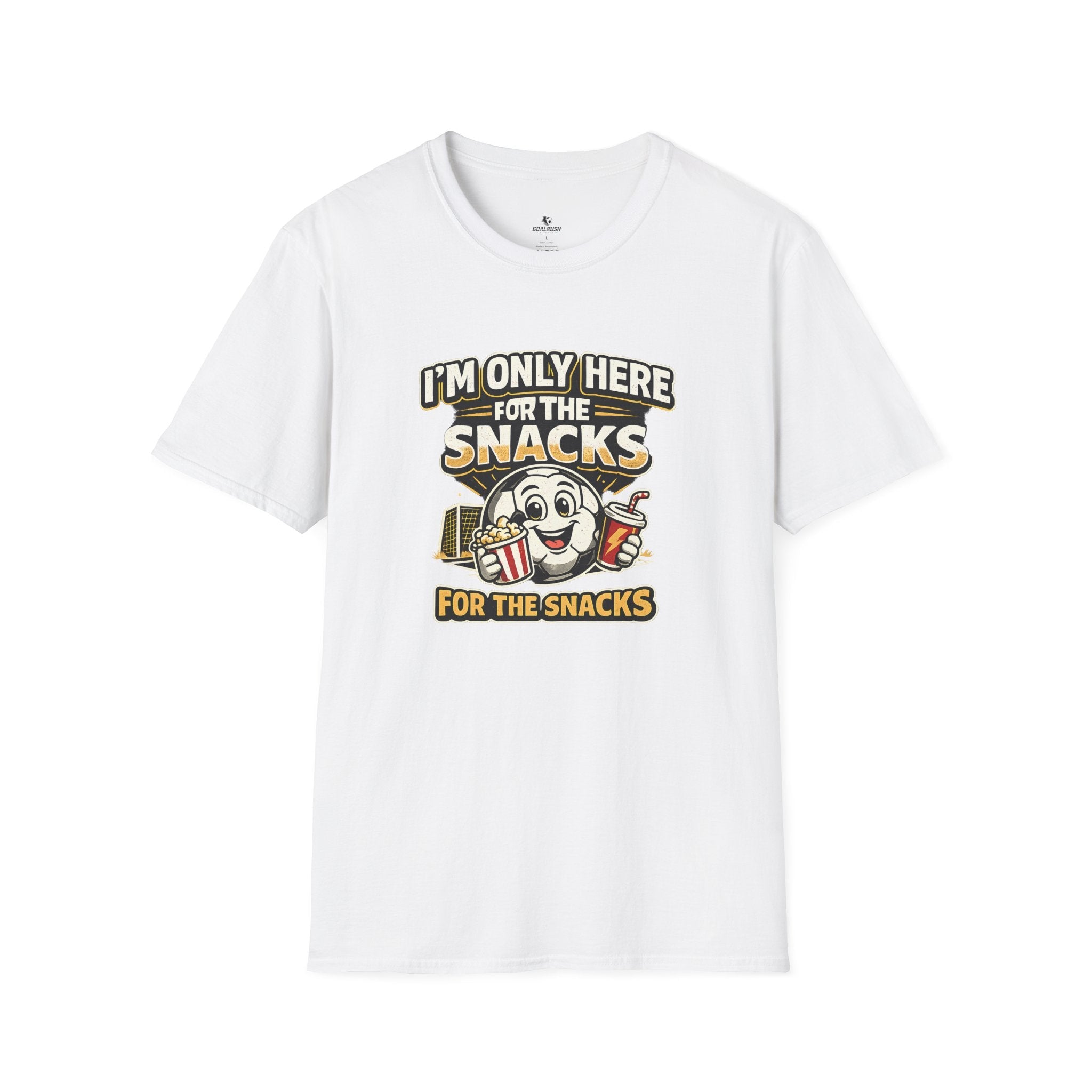 Snack Lover T-Shirt “I’m Only Here for the Snacks” - soccer fan t-shirt | GoalRush Studio