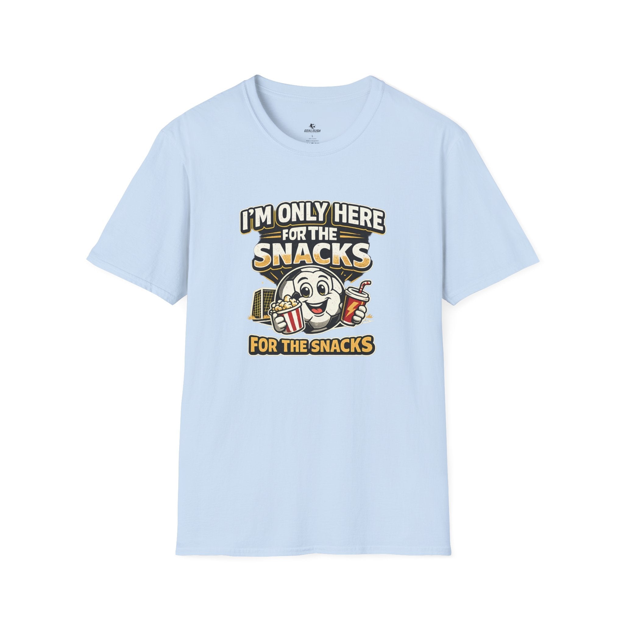 Snack Lover T-Shirt “I’m Only Here for the Snacks” - soccer fan t-shirt | GoalRush Studio