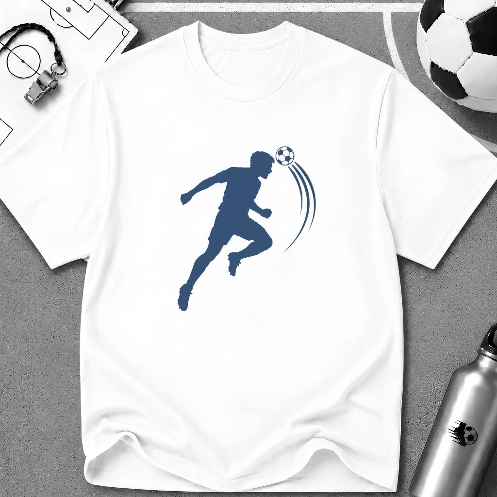 Soccer Header Flat Vector Silhouette T-Shirt - soccer fan t-shirt | GoalRush Studio