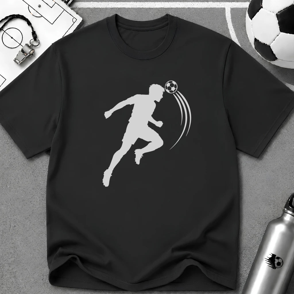 Soccer Header Flat Vector Silhouette T-Shirt - soccer fan t-shirt | GoalRush Studio