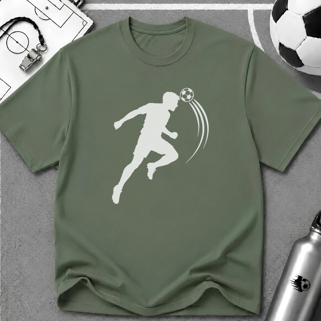 Soccer Header Flat Vector Silhouette T-Shirt - soccer fan t-shirt | GoalRush Studio