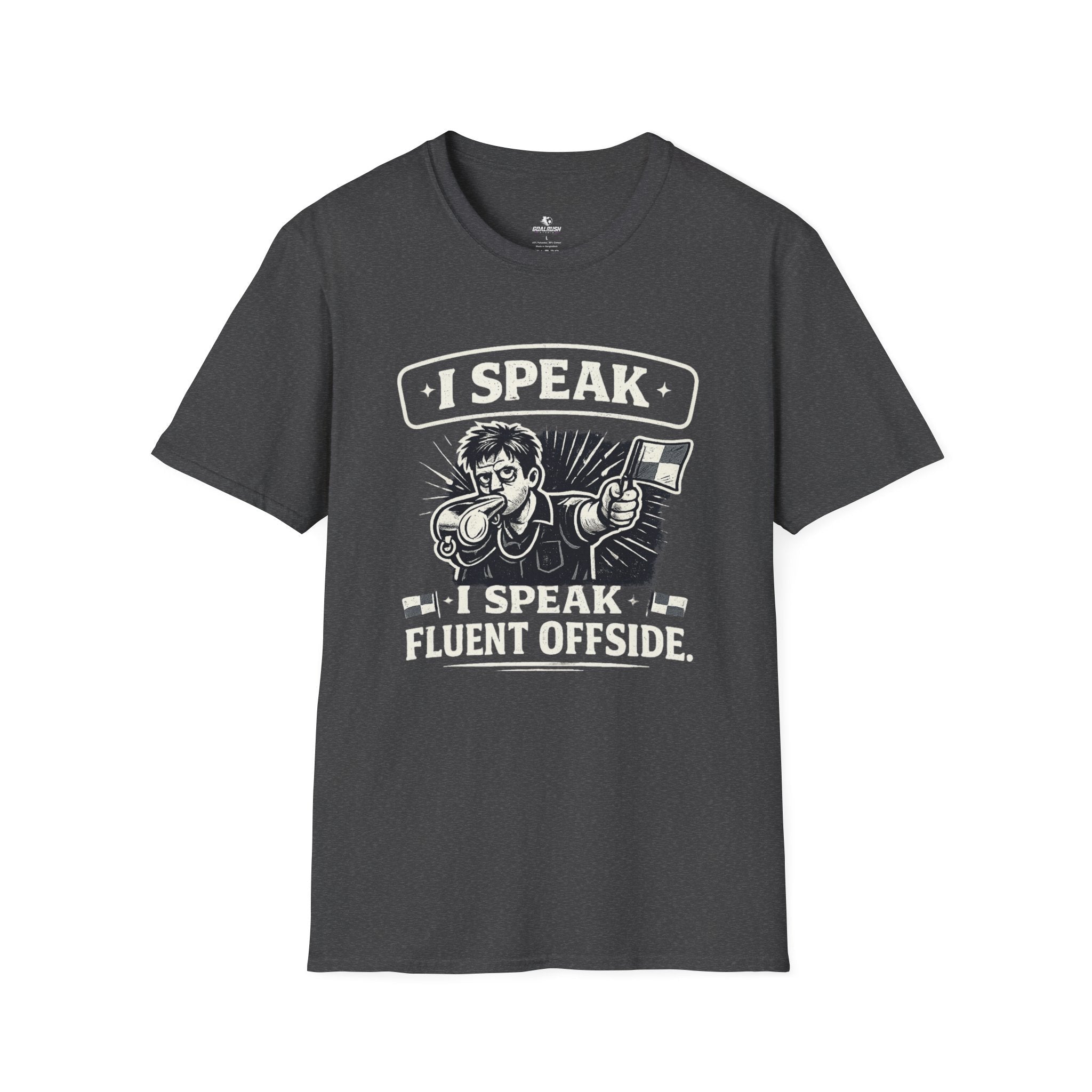 Soccer Referee Humor T-Shirt “I Speak Fluent Offside” - soccer fan t-shirt | GoalRush Studio