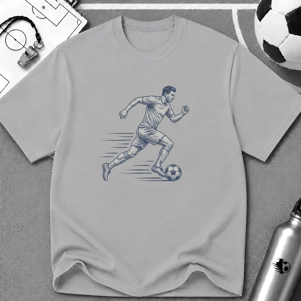 Soccer Sprint Detailed Ink Sketch T-Shirt - soccer fan t-shirt | GoalRush Studio