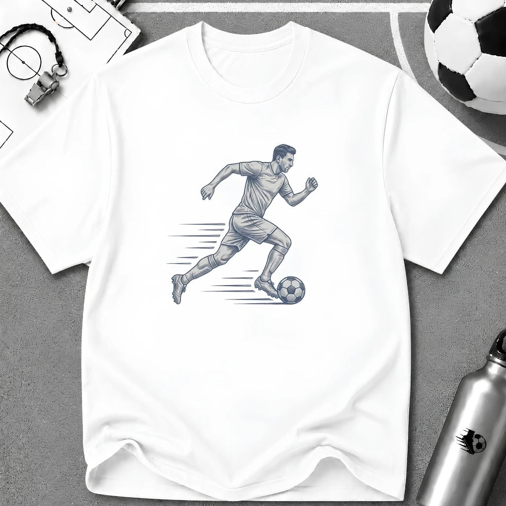 Soccer Sprint Detailed Ink Sketch T-Shirt - soccer fan t-shirt | GoalRush Studio