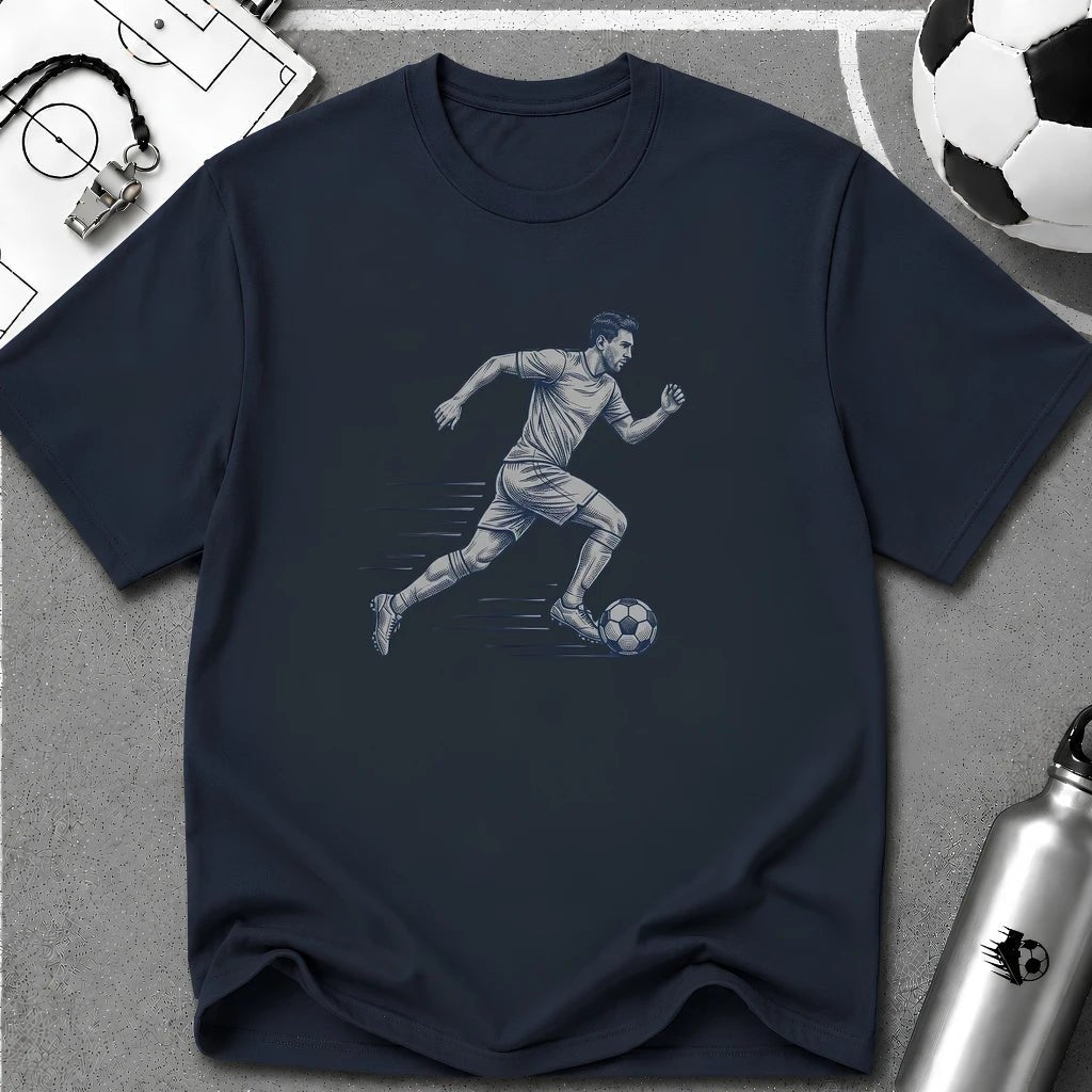 Soccer Sprint Detailed Ink Sketch T-Shirt - soccer fan t-shirt | GoalRush Studio