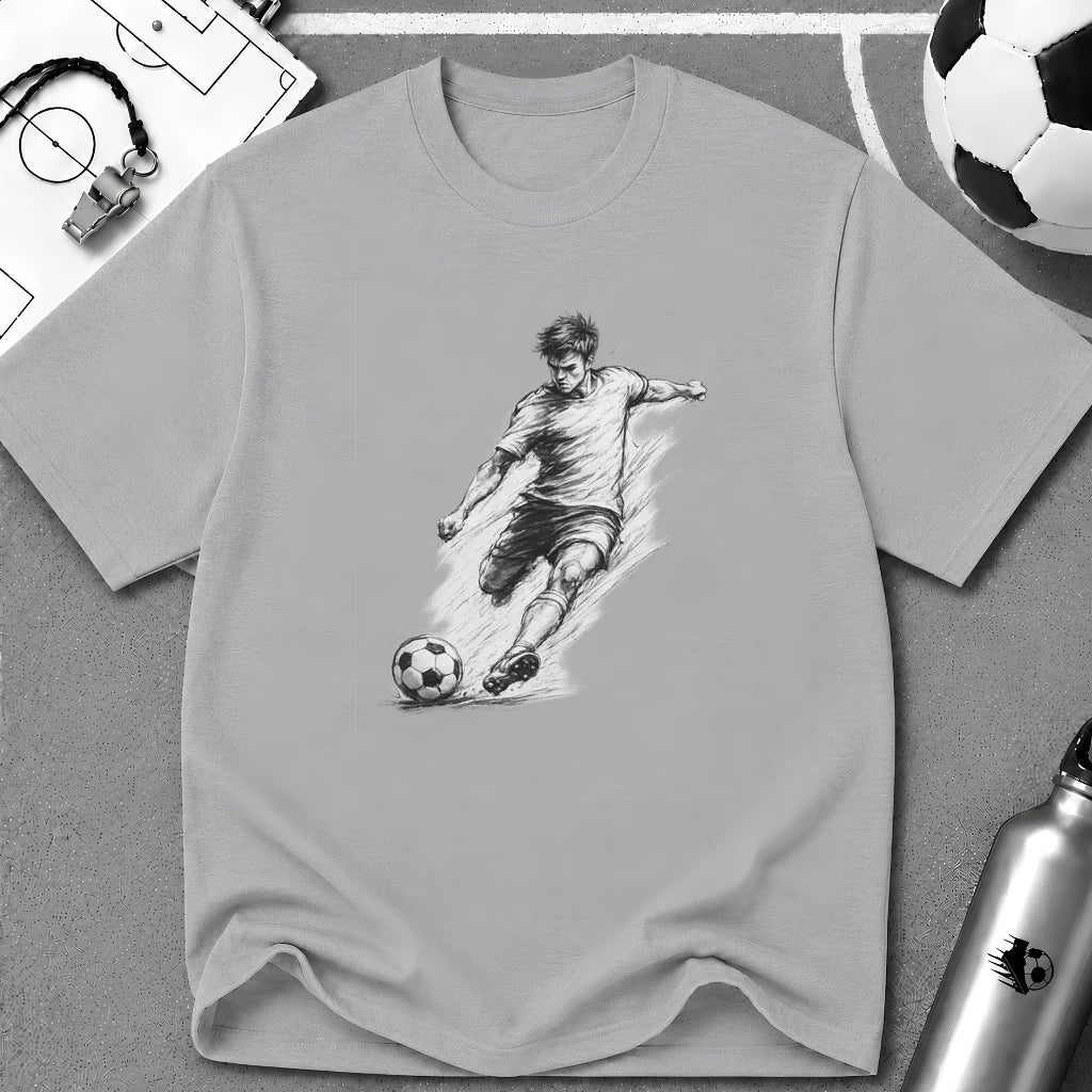 Soccer Strike Pencil Art Sketch T-Shirt - soccer fan t-shirt | GoalRush Studio