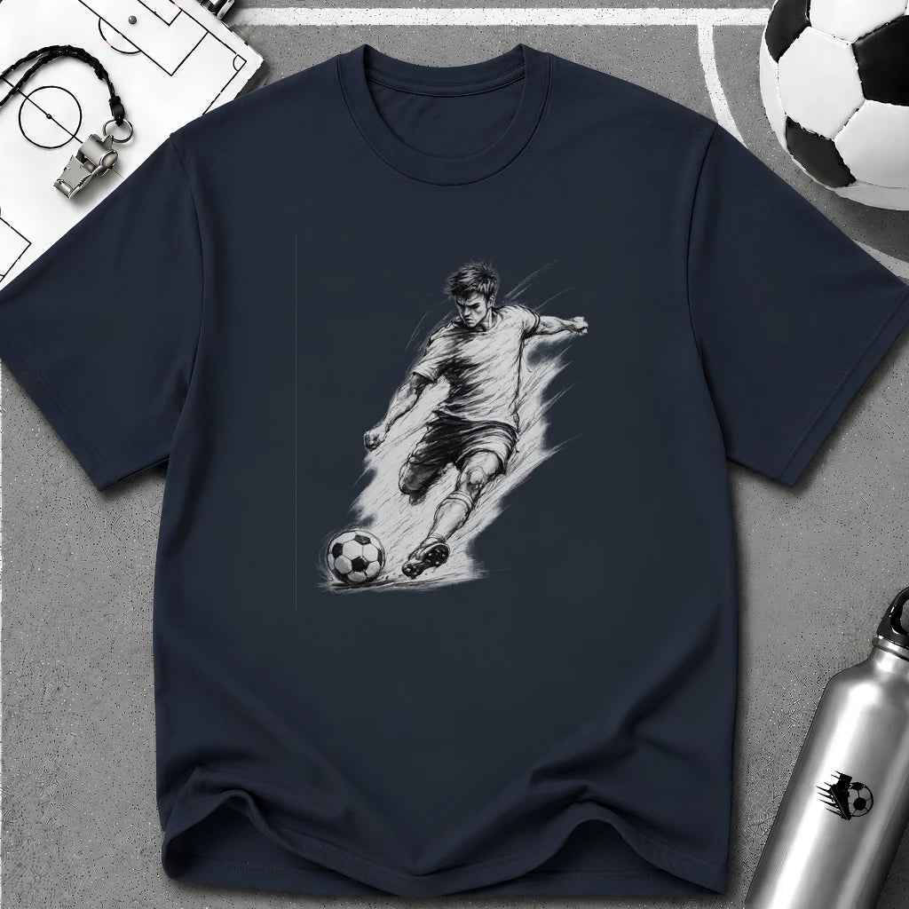 Soccer Strike Pencil Art Sketch T-Shirt - soccer fan t-shirt | GoalRush Studio