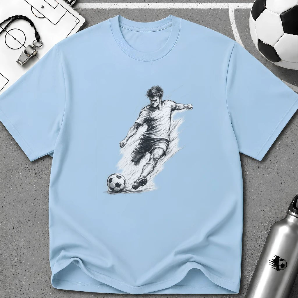Soccer Strike Pencil Art Sketch T-Shirt - soccer fan t-shirt | GoalRush Studio