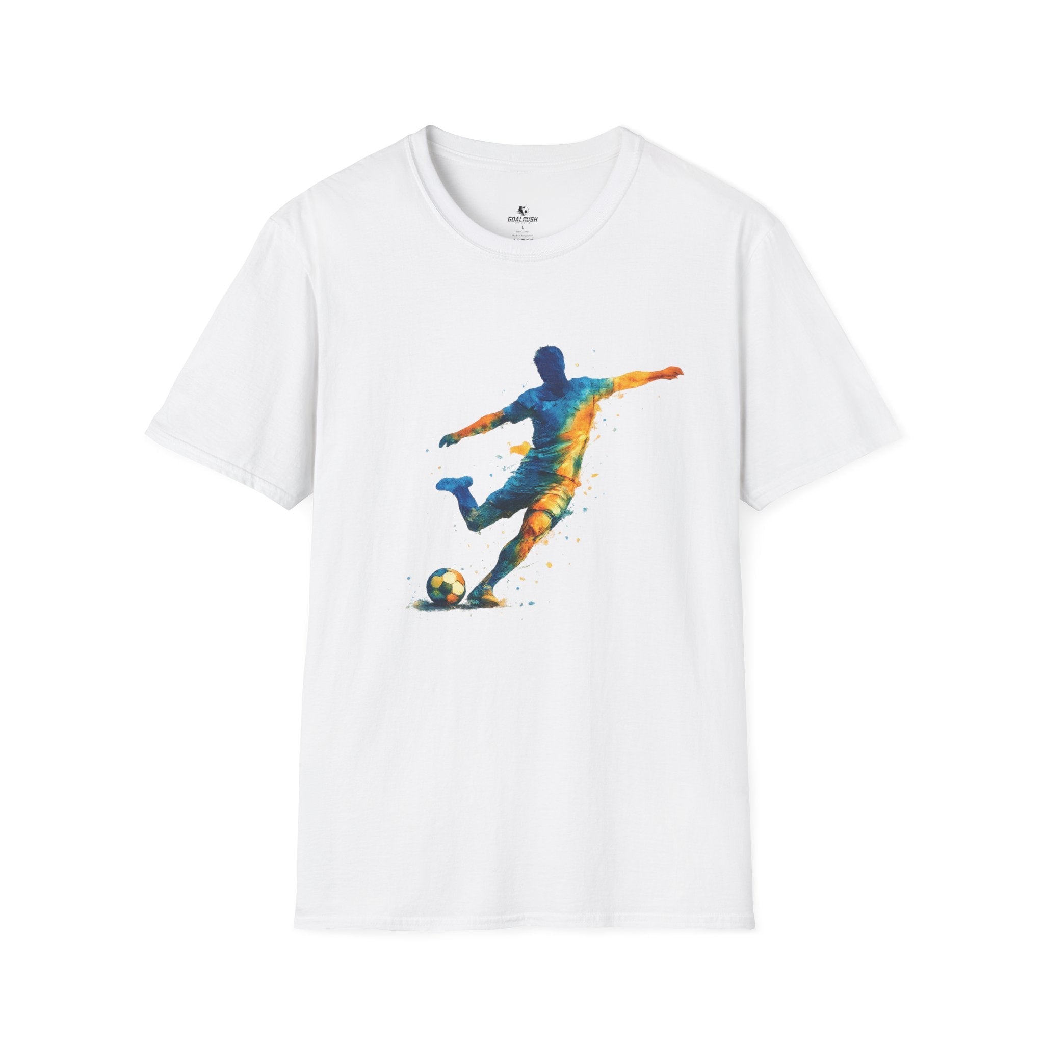 Strike Art Watercolour Soccer Player Graphic T-Shirt - soccer fan t-shirt | GoalRush Studio