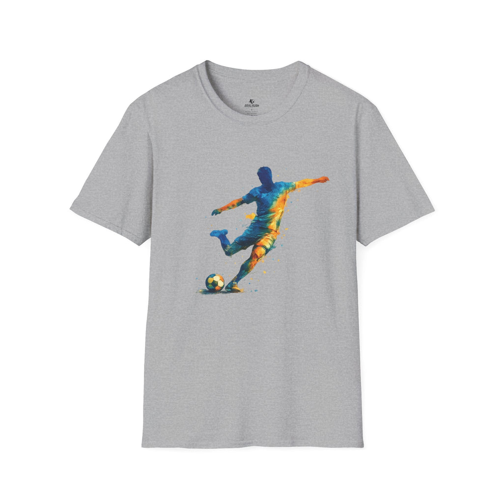Strike Art Watercolour Soccer Player Graphic T-Shirt - soccer fan t-shirt | GoalRush Studio