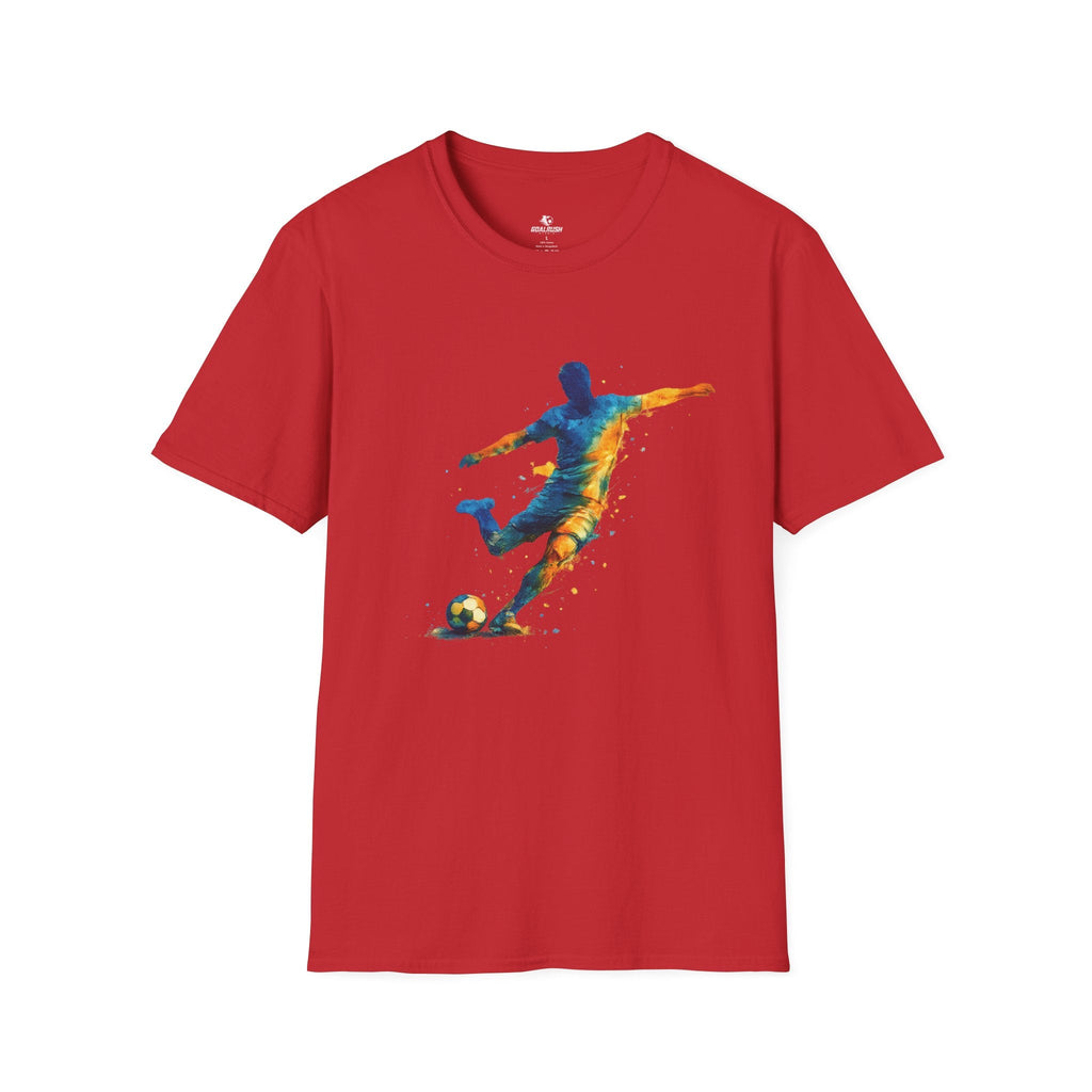 Strike Art Watercolour Soccer Player Graphic T-Shirt - soccer fan t-shirt | GoalRush Studio