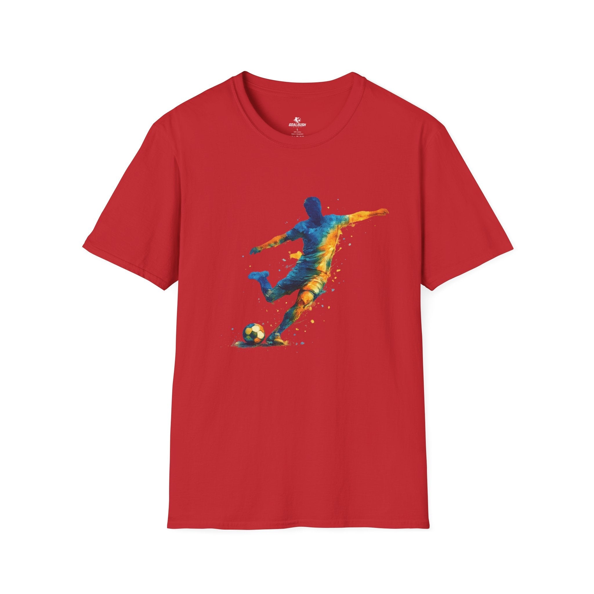 Strike Art Watercolour Soccer Player Graphic T-Shirt - soccer fan t-shirt | GoalRush Studio