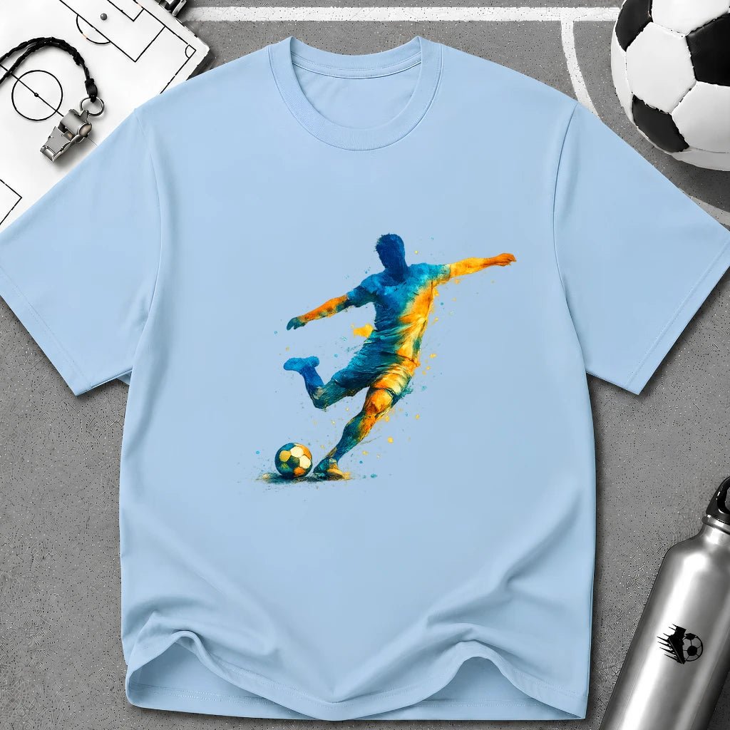 Strike Art Watercolour Soccer Player Graphic T-Shirt - soccer fan t-shirt | GoalRush Studio