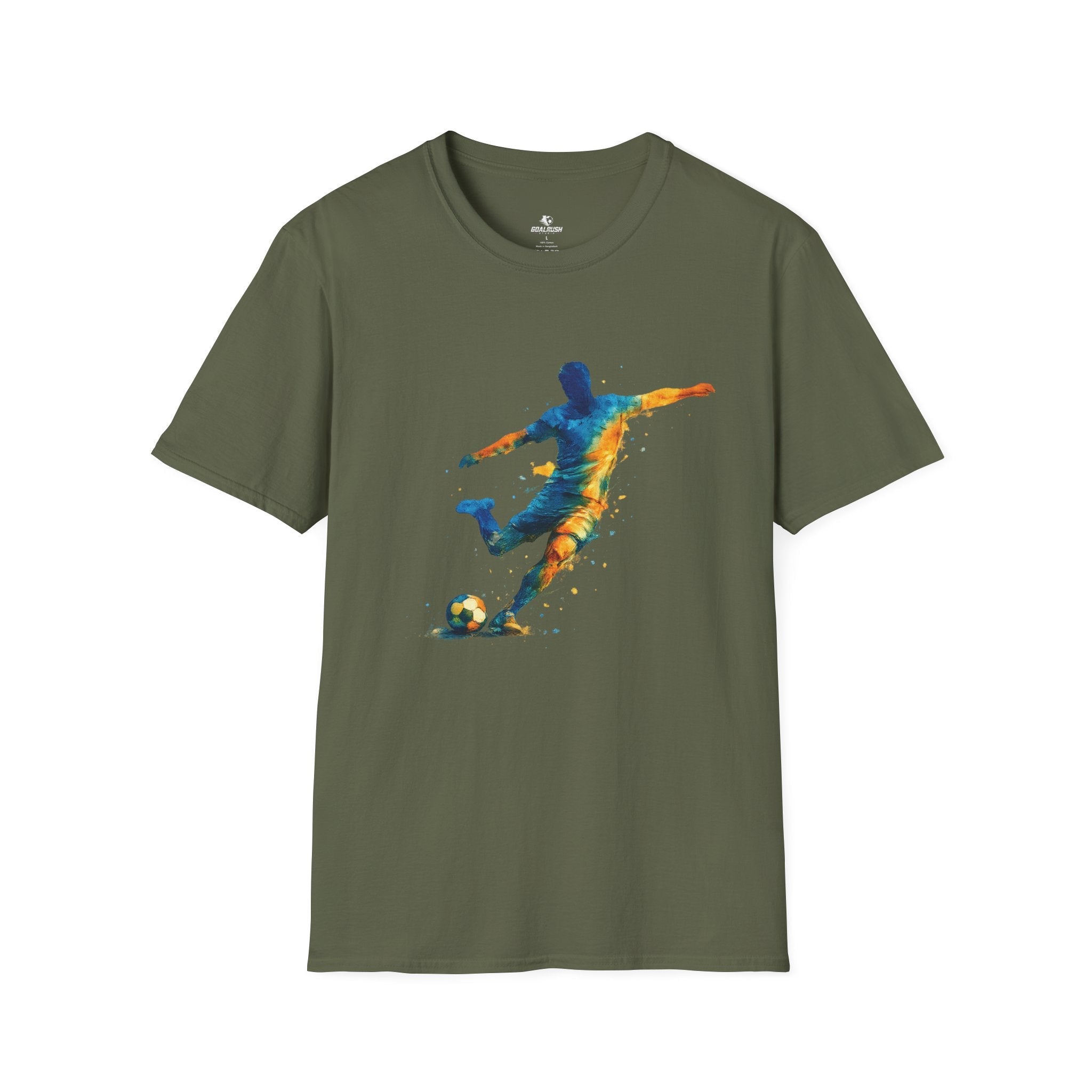 Strike Art Watercolour Soccer Player Graphic T-Shirt - soccer fan t-shirt | GoalRush Studio