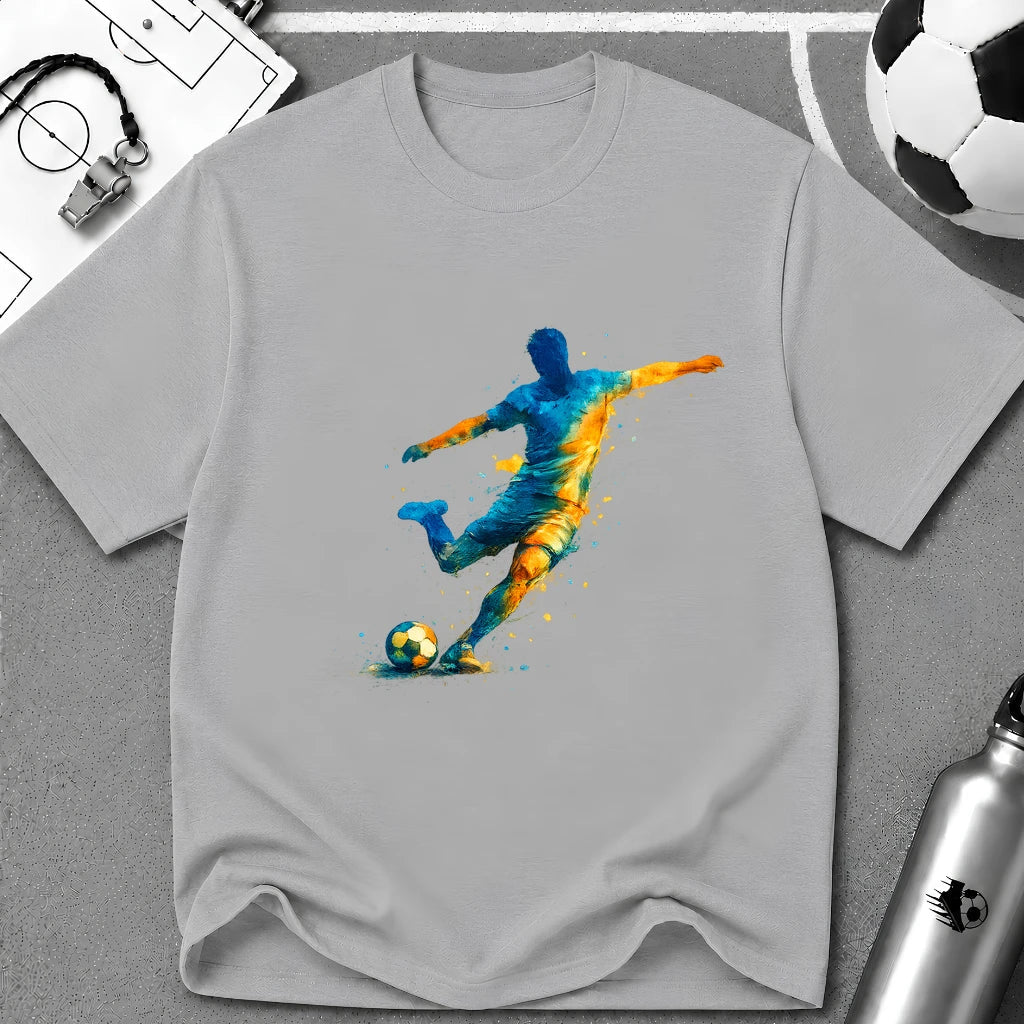 Strike Art Watercolour Soccer Player Graphic T-Shirt - soccer fan t-shirt | GoalRush Studio