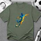 Strike Art Watercolour Soccer Player Graphic T-Shirt - soccer fan t-shirt | GoalRush Studio