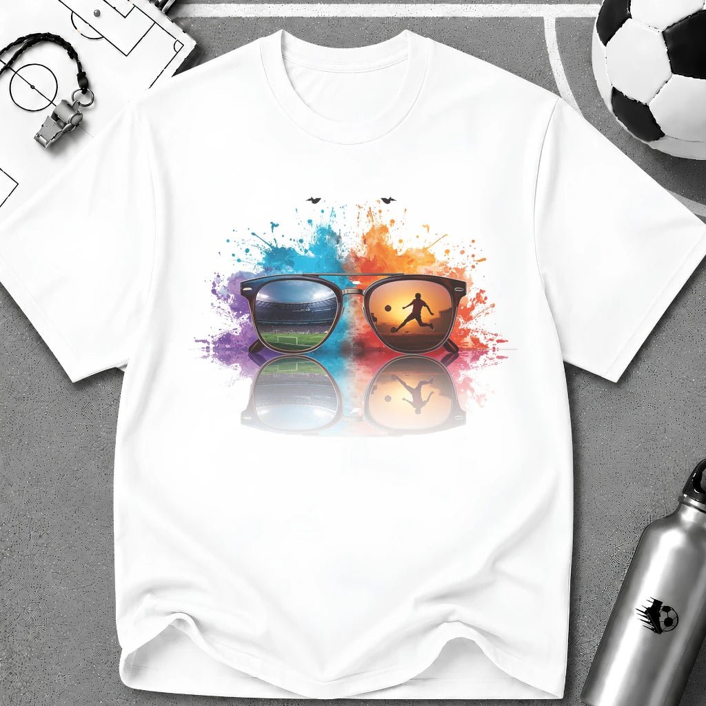 Sunglasses Vision Soccer T-Shirt - soccer fan t-shirt | GoalRush Studio