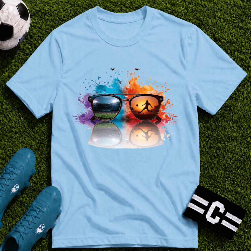 Sunglasses Vision Soccer T-Shirt - soccer fan t-shirt | GoalRush Studio