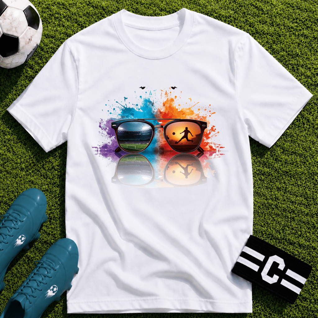 Sunglasses Vision Soccer T-Shirt - soccer fan t-shirt | GoalRush Studio