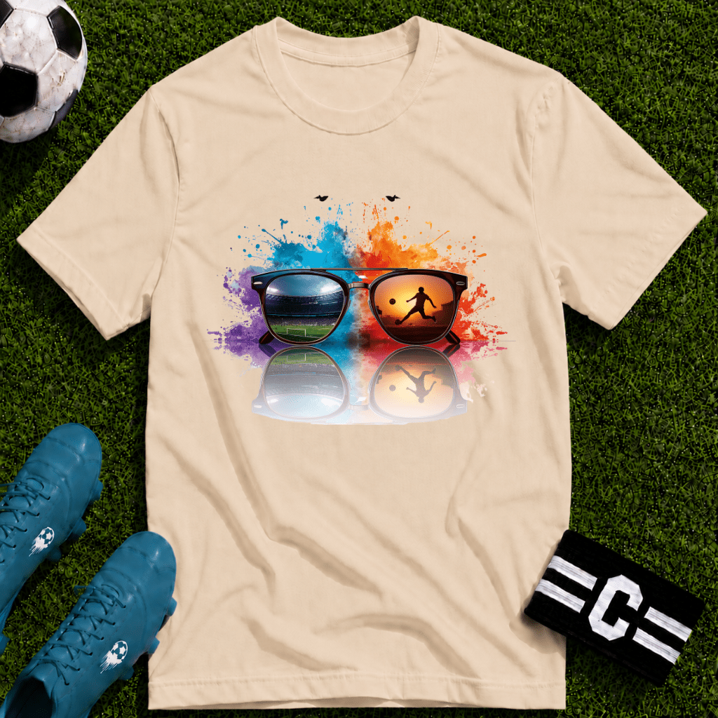 Sunglasses Vision Soccer T-Shirt - soccer fan t-shirt | GoalRush Studio
