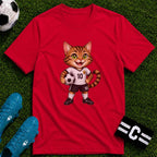Tabby Cat Soccer Player T-Shirt - soccer fan t-shirt | GoalRush Studio
