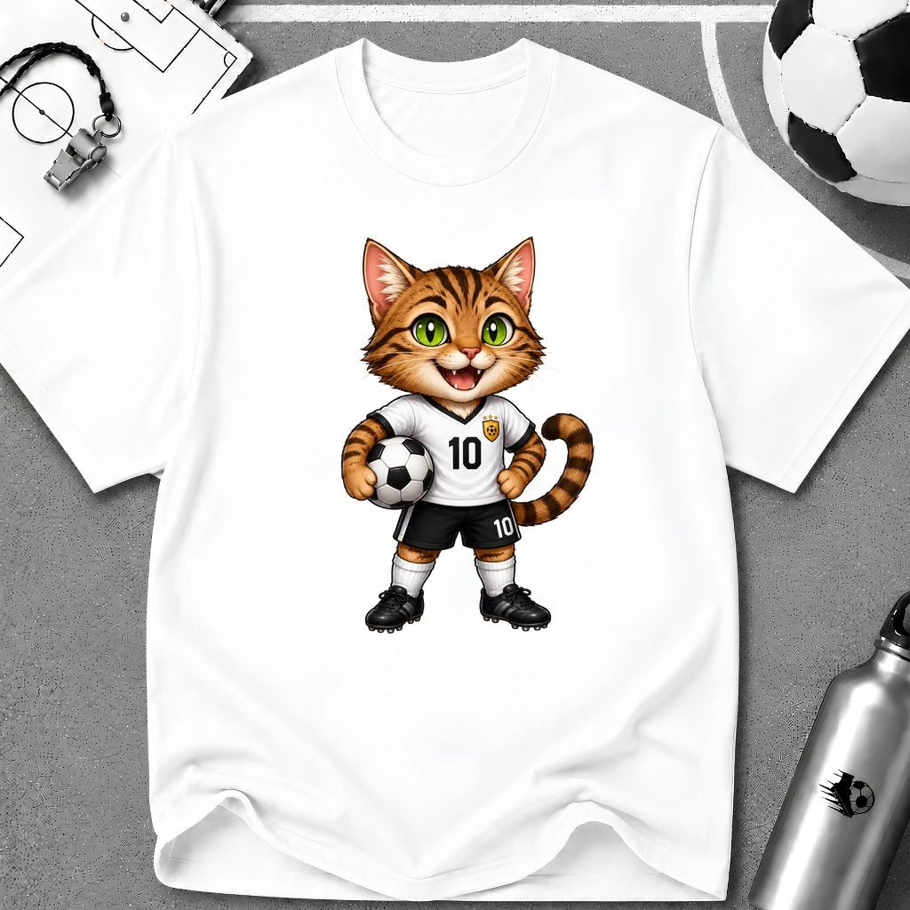 Tabby Cat Soccer Player T-Shirt - soccer fan t-shirt | GoalRush Studio